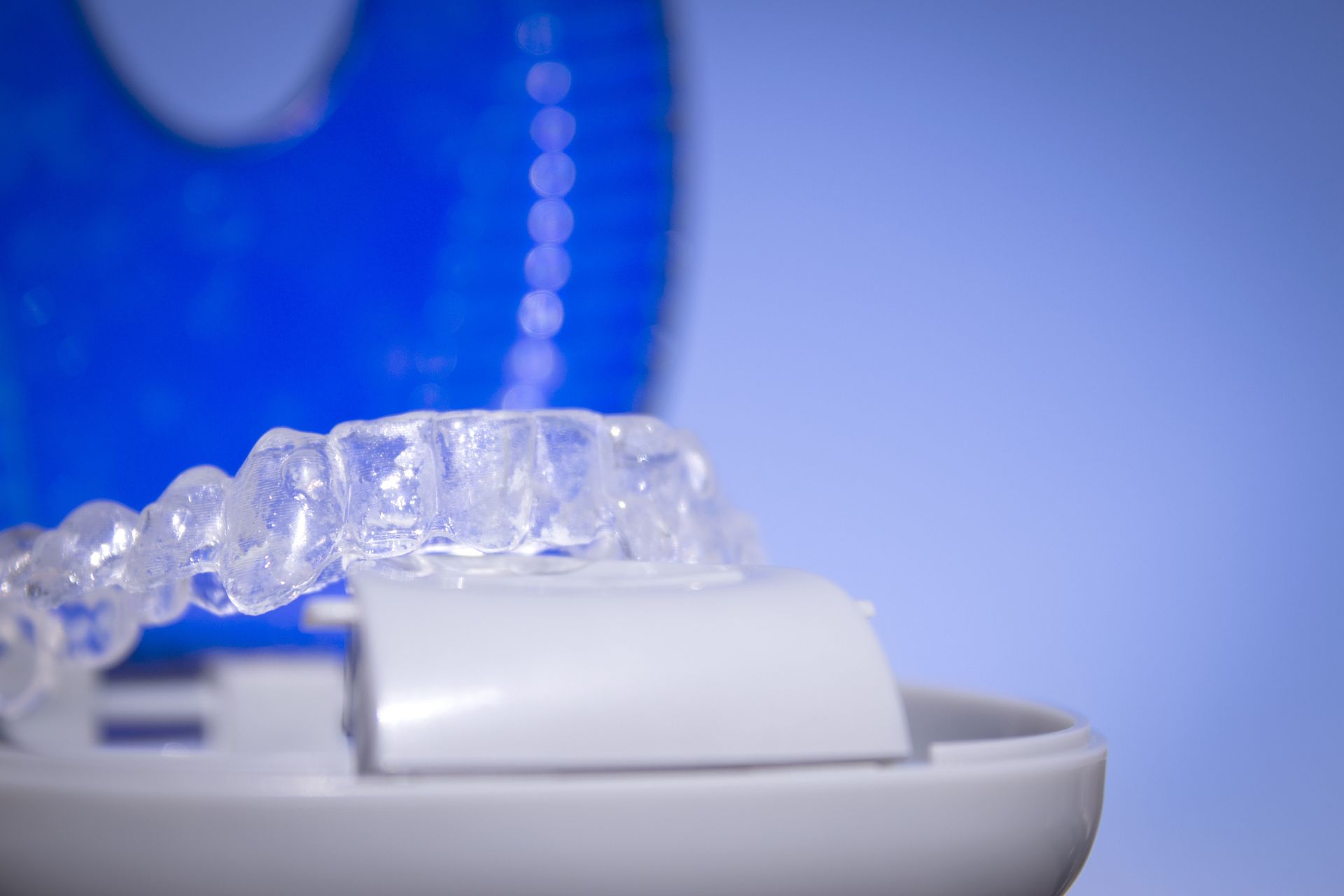 Invisalign in Madison, MS, at Eugene C. Brown, Jr., DDS, featuring clear aligners in a white case 