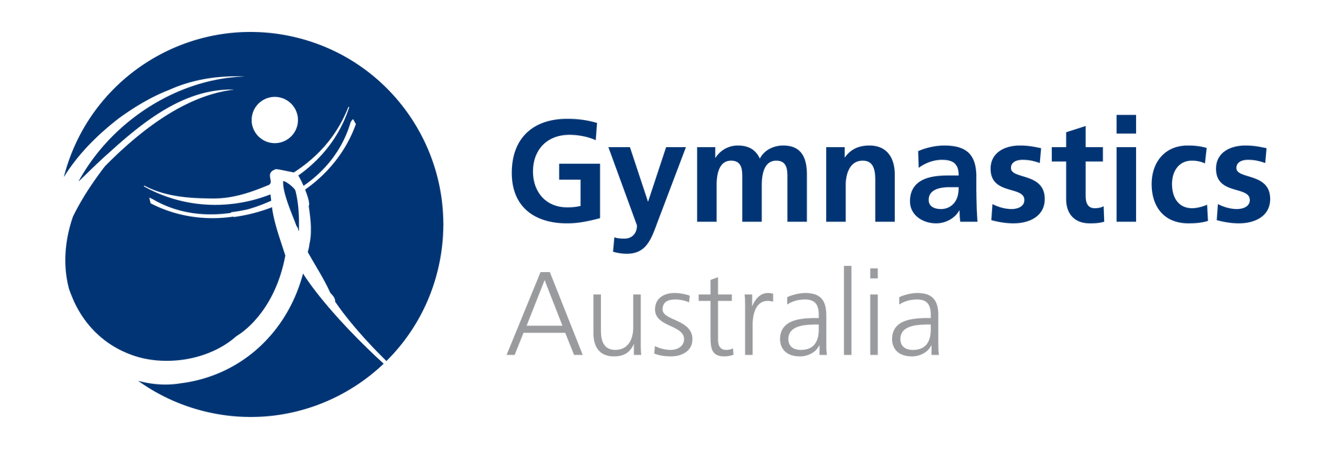 The logo for gymnastics australia is blue and white