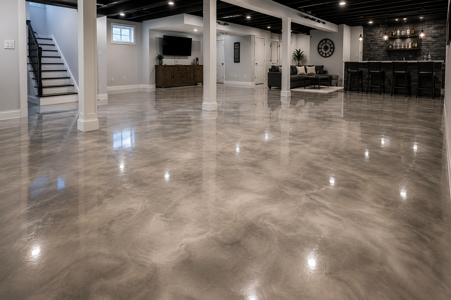Bethesda Epoxy Flooring Basement job complete