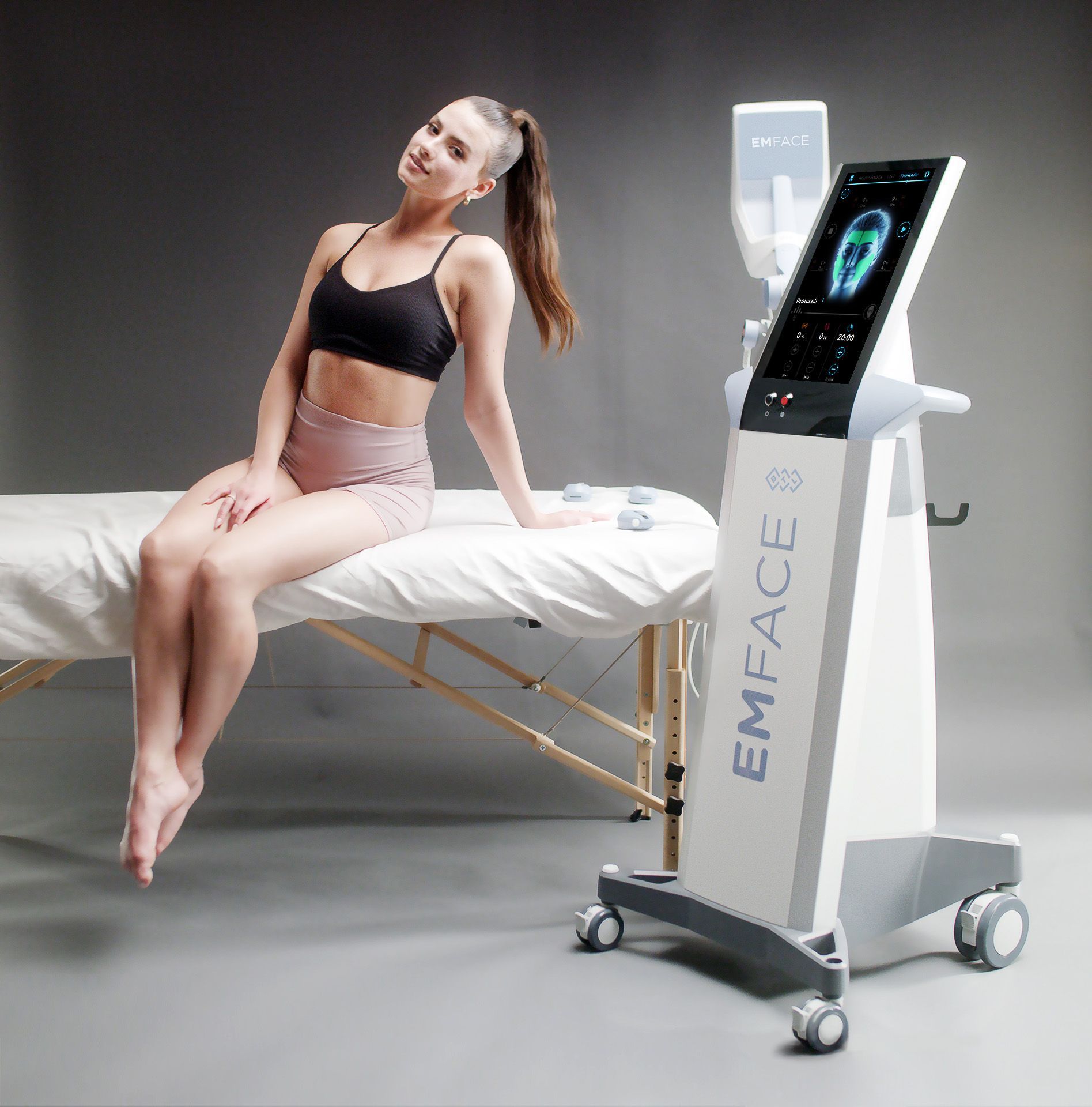 EMFACE treatment applicator on face