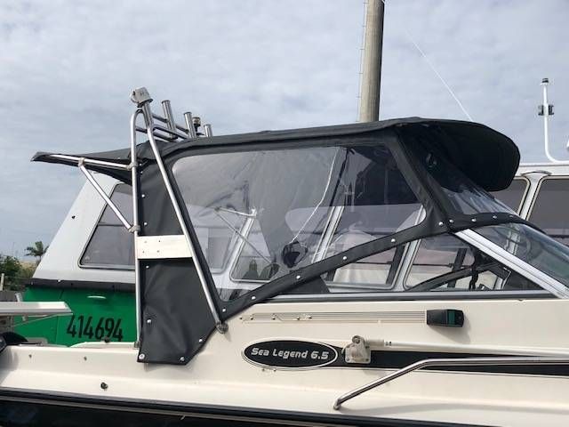 Black-trimmed Boat Cabin With Clear Windows — The Boat Cover Company In Mooloolaba, QLD
