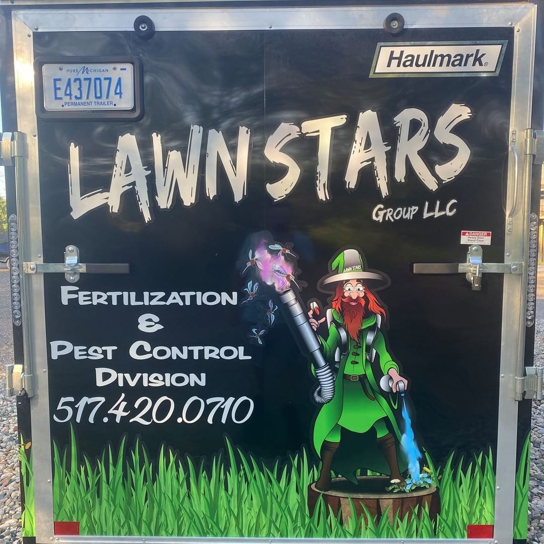 A trailer for lawn stars fertilization and pest control division