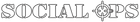 A black and white drawing of the word social ops