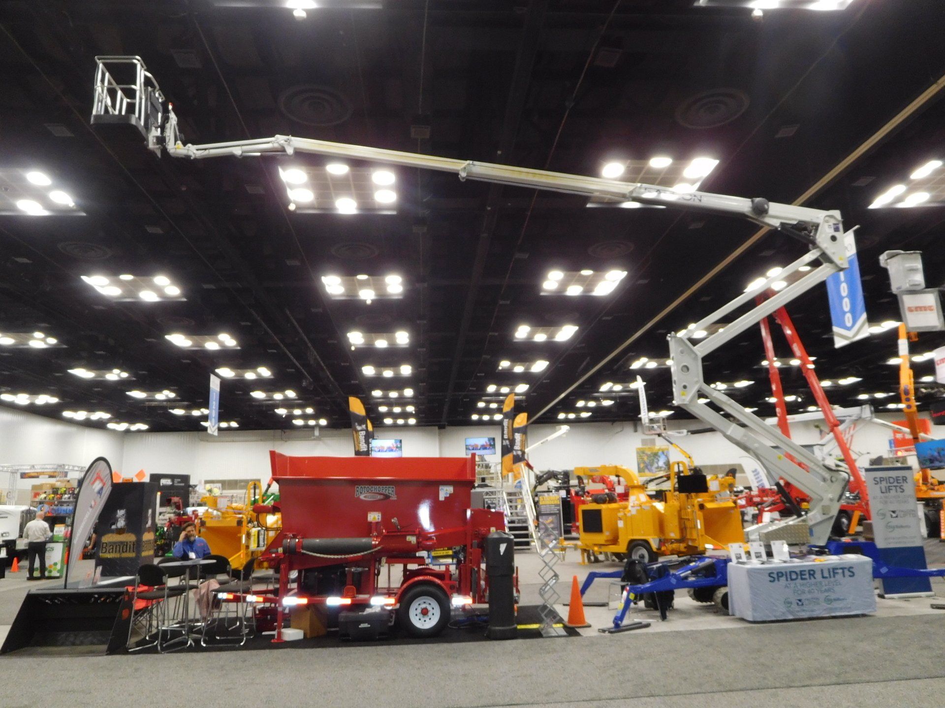 A large room with a lot of machinery on display