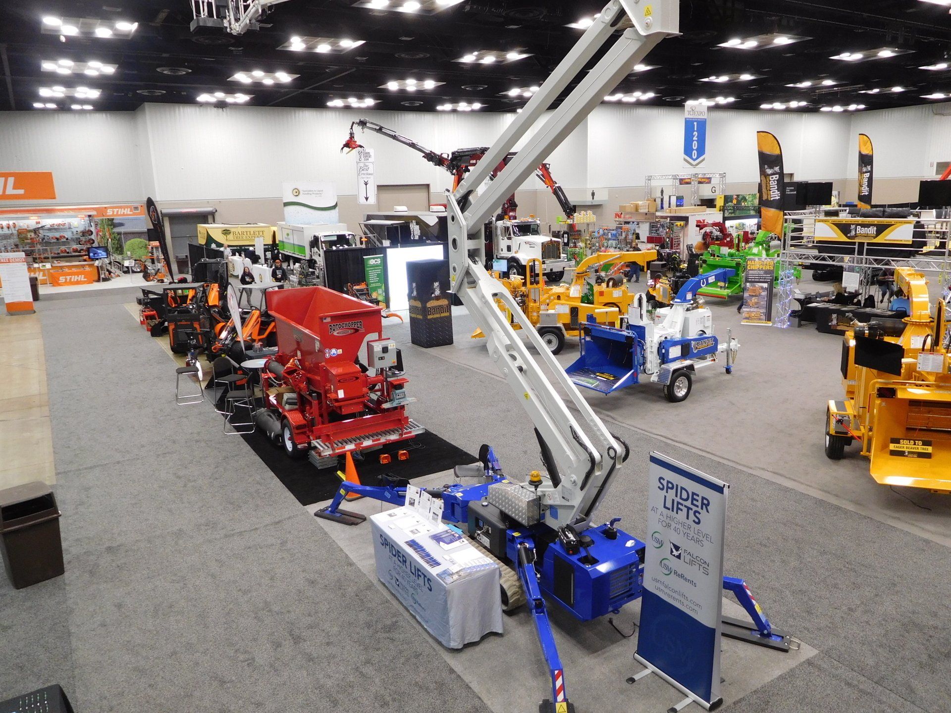 A large room with a lot of machinery on display