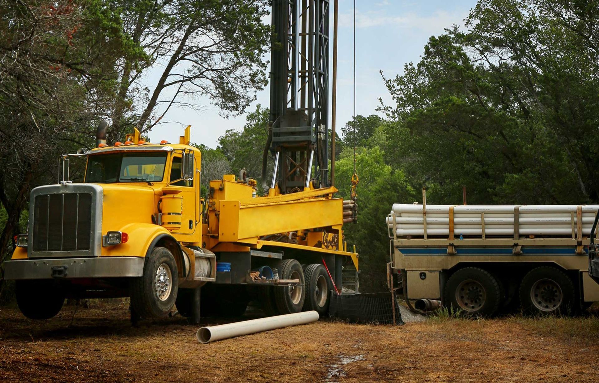 Drilling an 8-inch well on rural land in Columbia County, GA for reliable water supply.