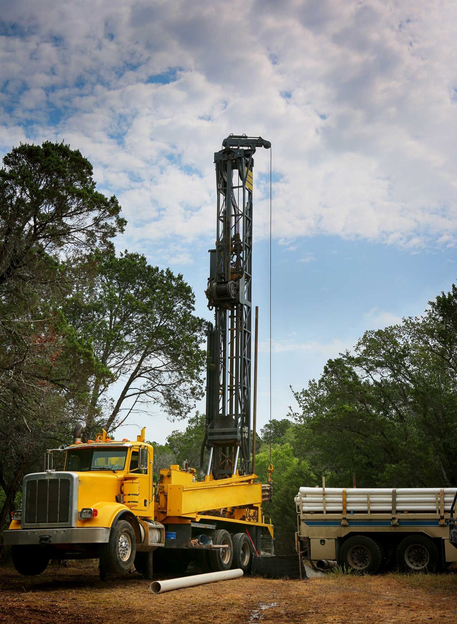 Drilling an 8-inch well on rural land in Columbia County, GA for reliable water supply. Drilling an 8-inch well on rural land in Columbia County, GA for reliable water supply.