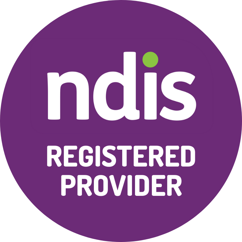 A purple circle with the word registered provider on it