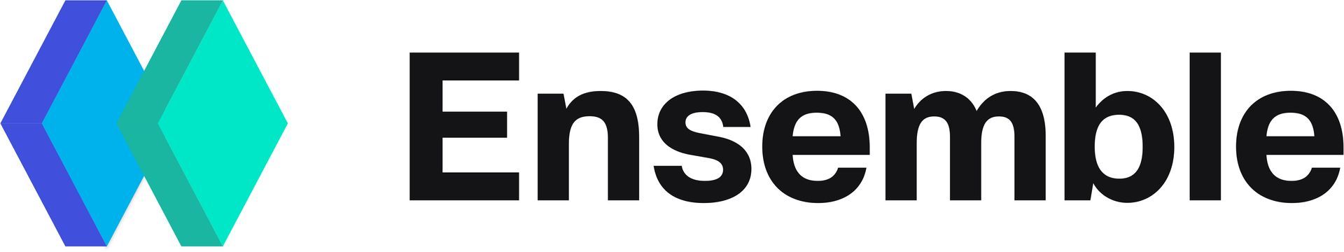 The word ensemble is written in black on a white background.