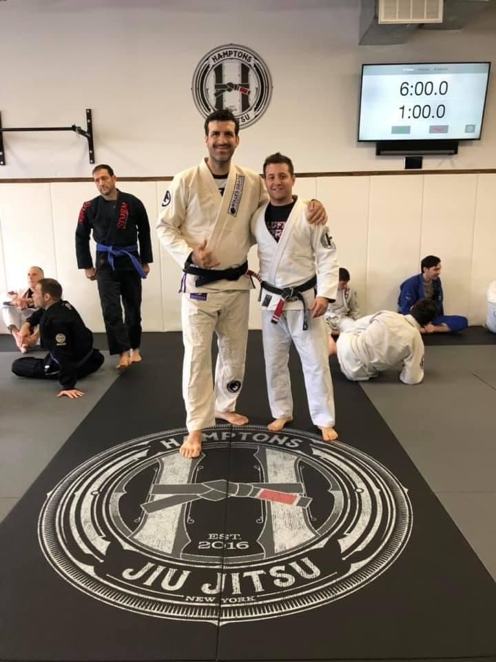 Adults drilling Brazilian Jiu-Jitsu techniques at Hamptons Jiu-Jitsu in Southampton, NY.