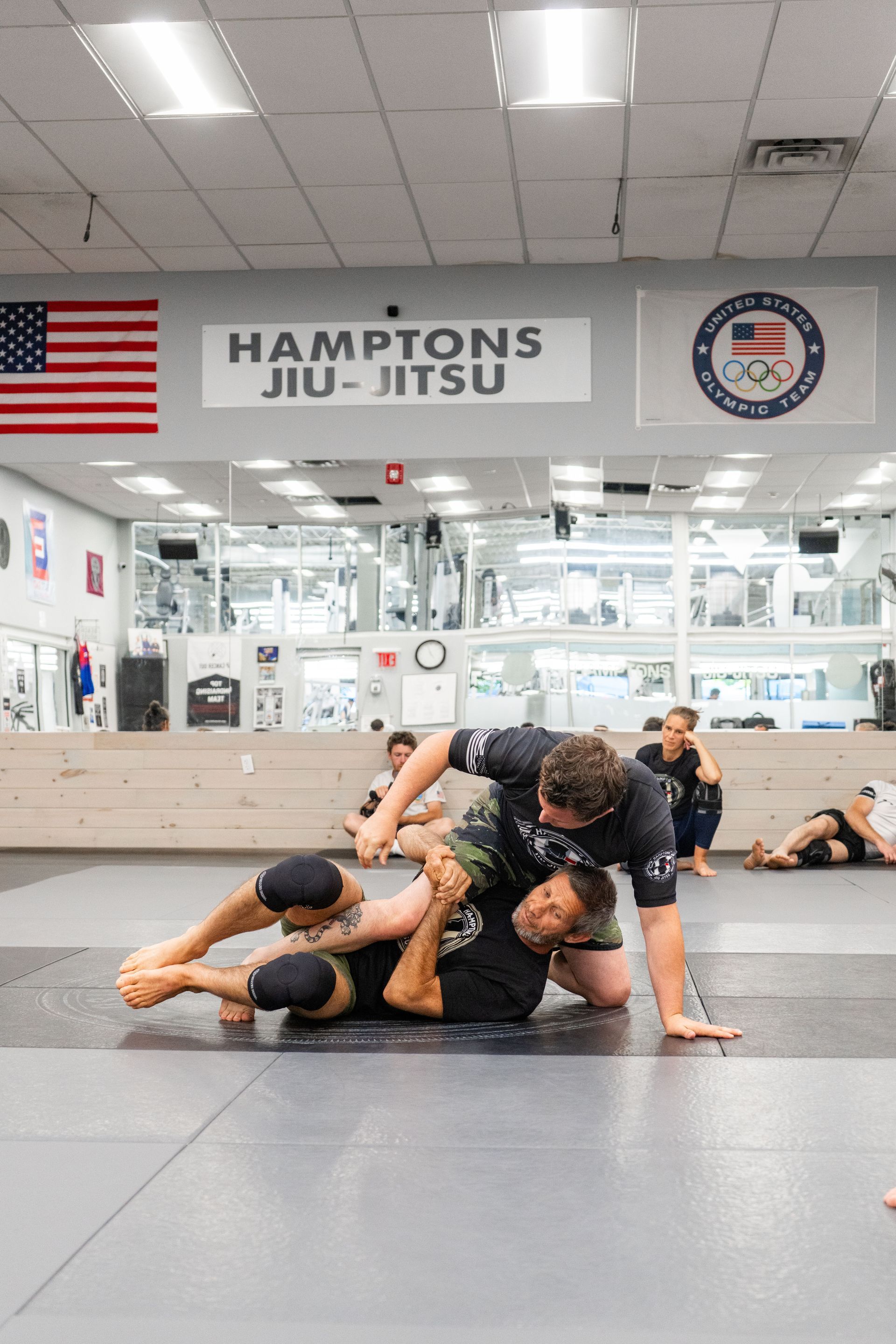 Adults train grappling drills at Hamptons Jiu-Jitsu in Southampton, NY, building focus, fitness, and calm energy.