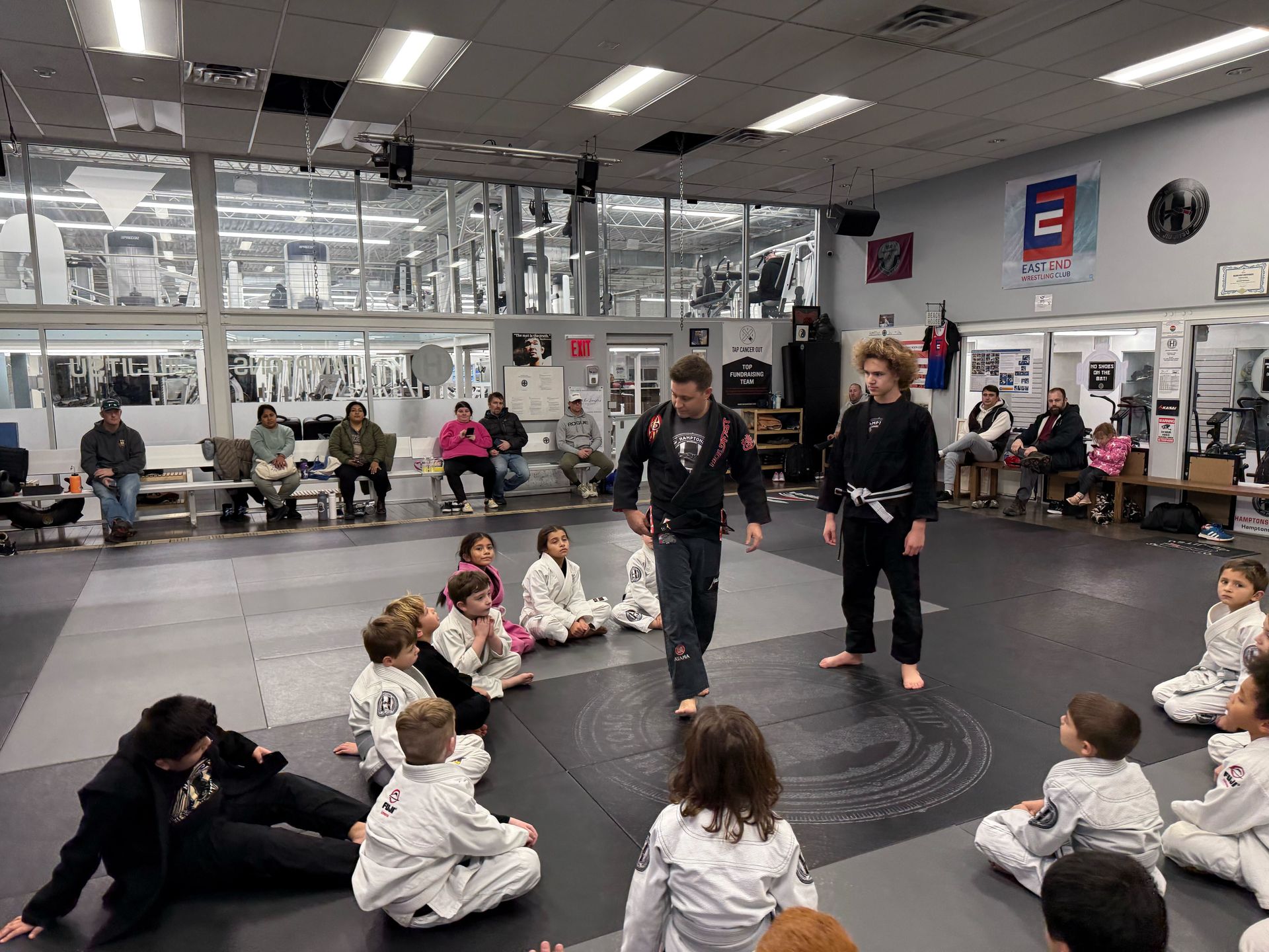 Martial arts students practicing at Hamptons Jiu-Jitsu in East Hampton NY to build discipline and improve focus