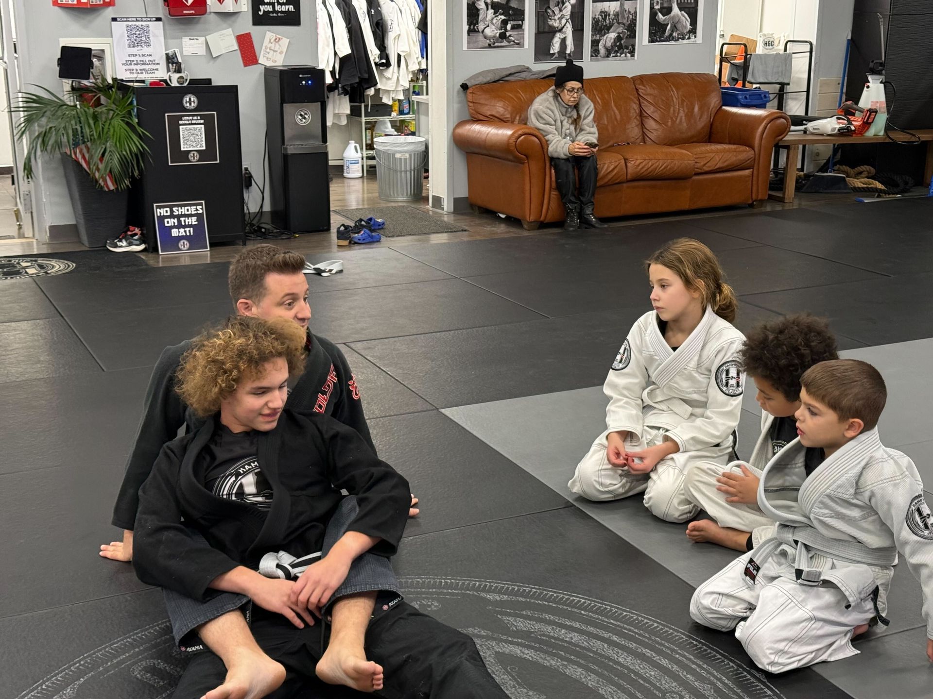 Kids practicing Youth Jiu Jitsu drills at Hamptons Jiu-Jitsu in Southampton, NY, building confidence
