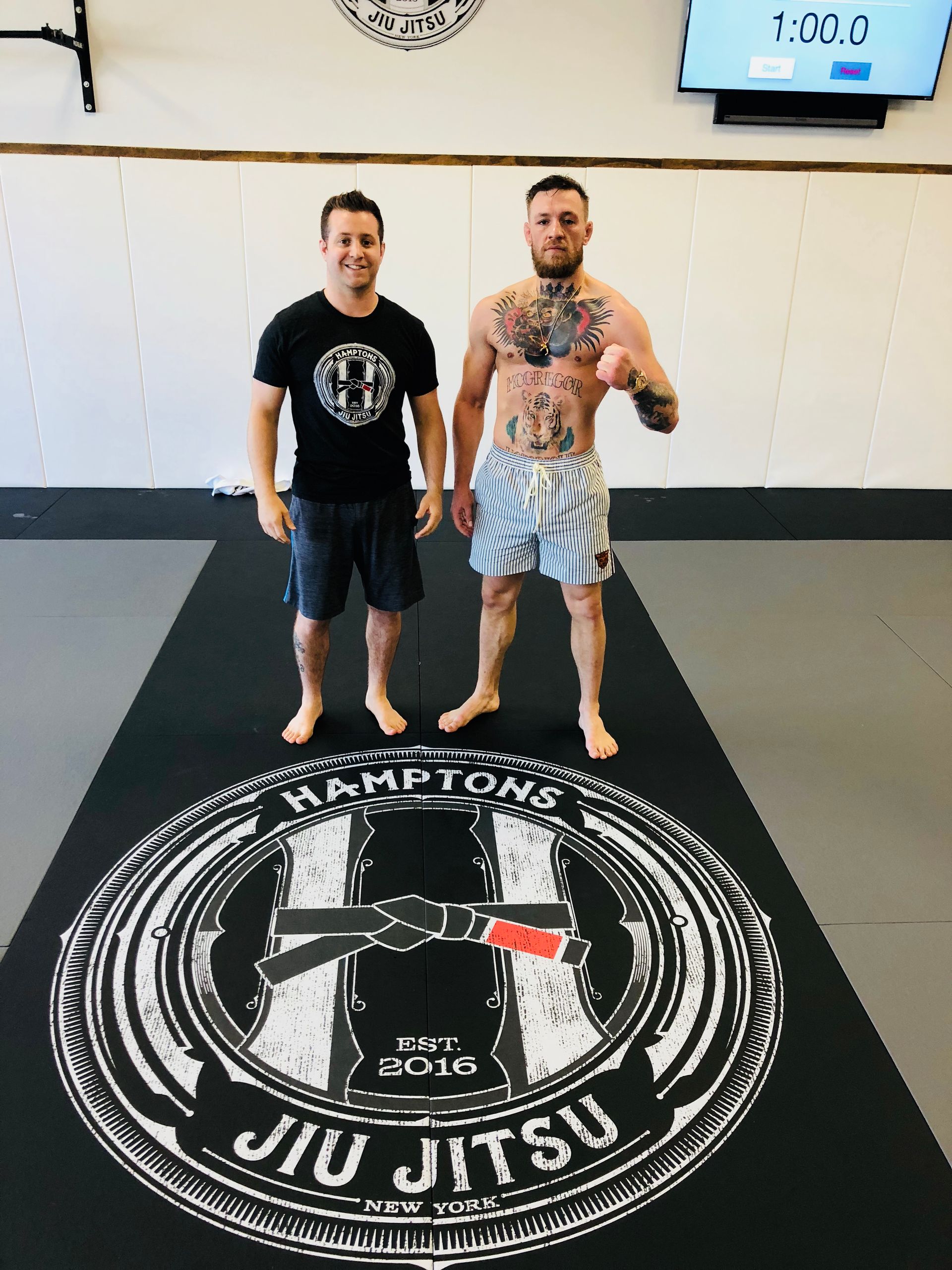 Students practice Brazilian Jiu-Jitsu drills at Hamptons Jiu-Jitsu in Southampton, NY.