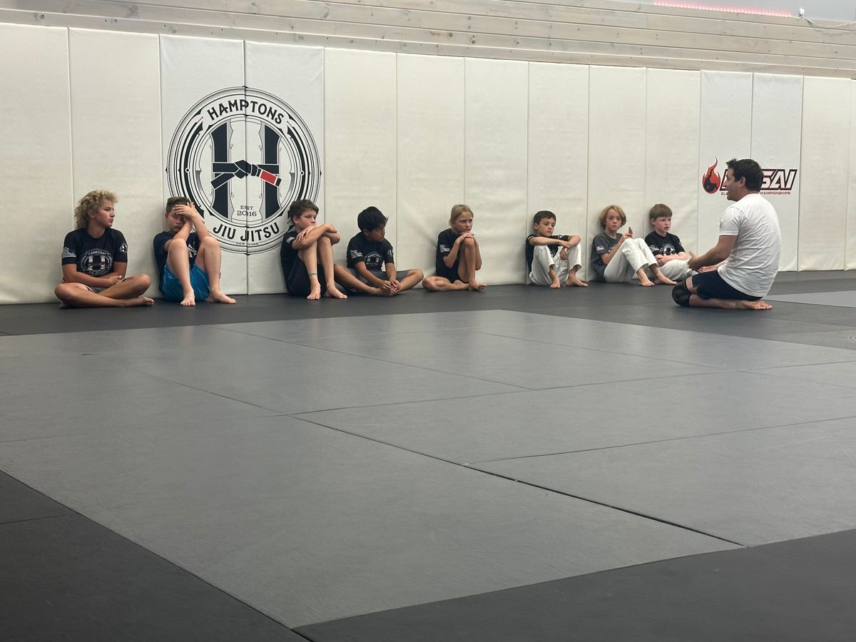 Kids practice controlled grappling drills at Hamptons Jiu-Jitsu in Southampton, NY.