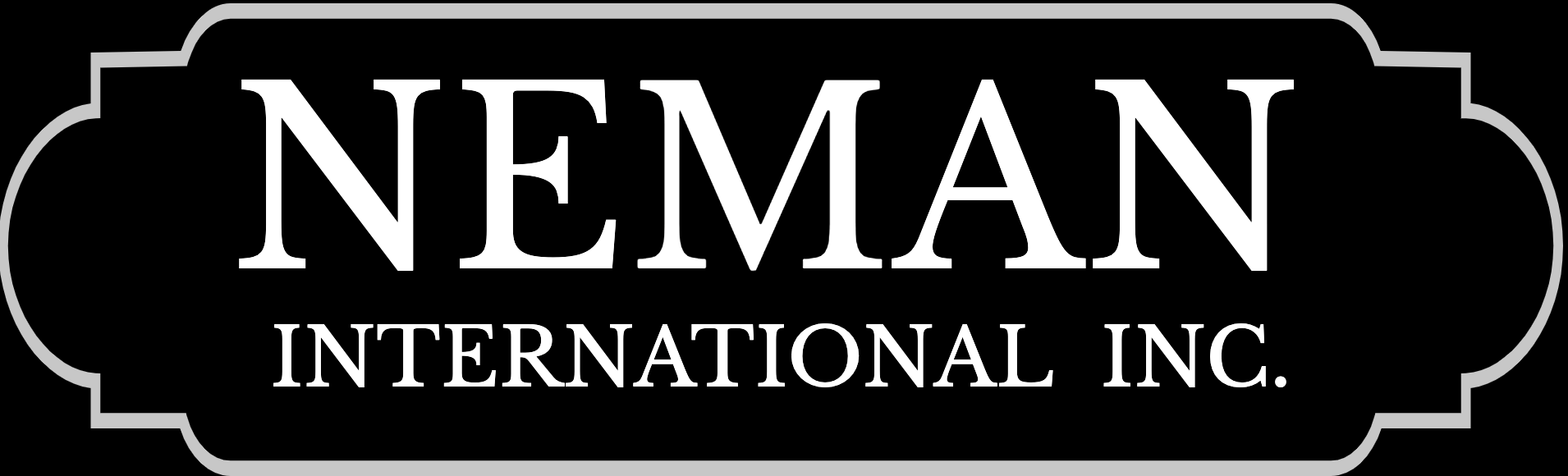 Black plaque-style logo reading “NEMAN INTERNATIONAL INC.” in white serif text