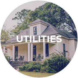 A white house with the word utilities on it