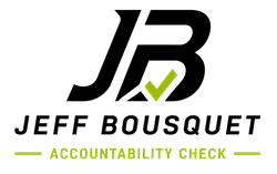 Jeff Bousquet logo with stylized JB, green checkmark, and “Accountability Check” text