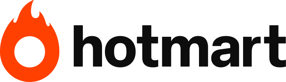 Um logotipo para hotmart com uma chama no meio.