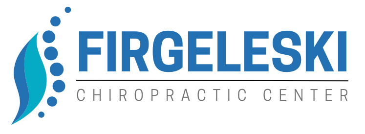The logo for firgeleski chiropractic center is blue and white