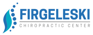 The logo for firgeleski chiropractic center is blue and white.