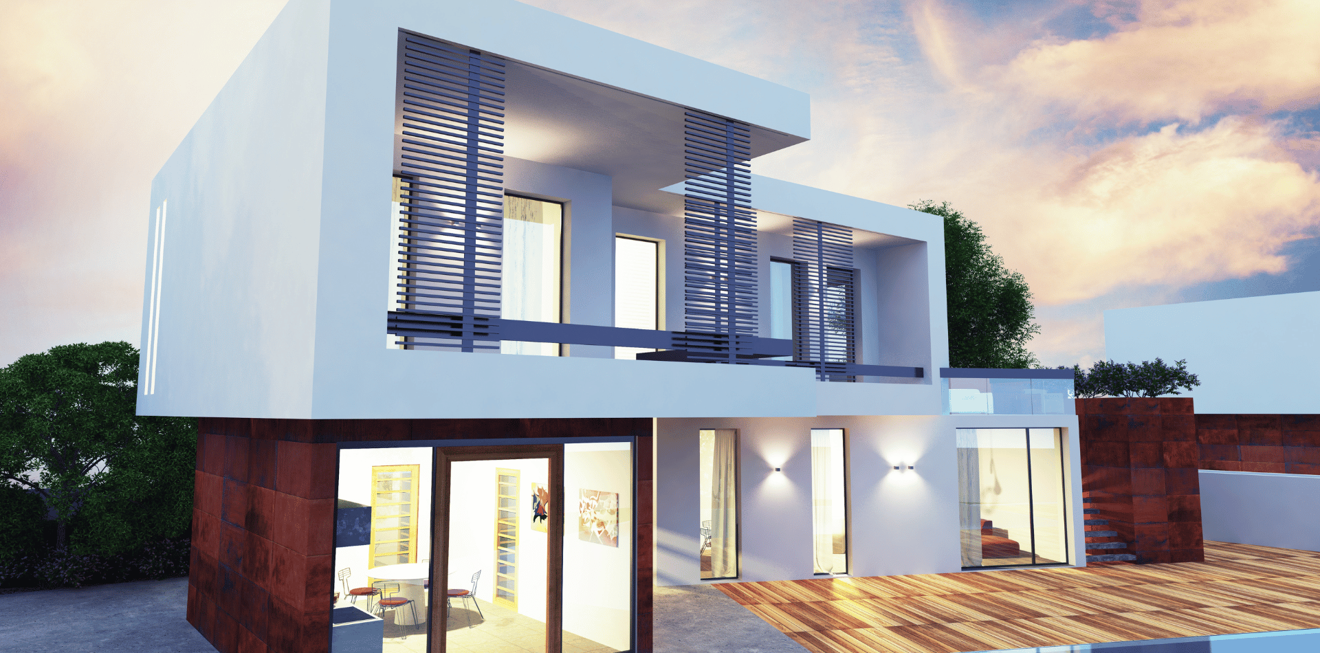 Freshly painted luxury house exterior