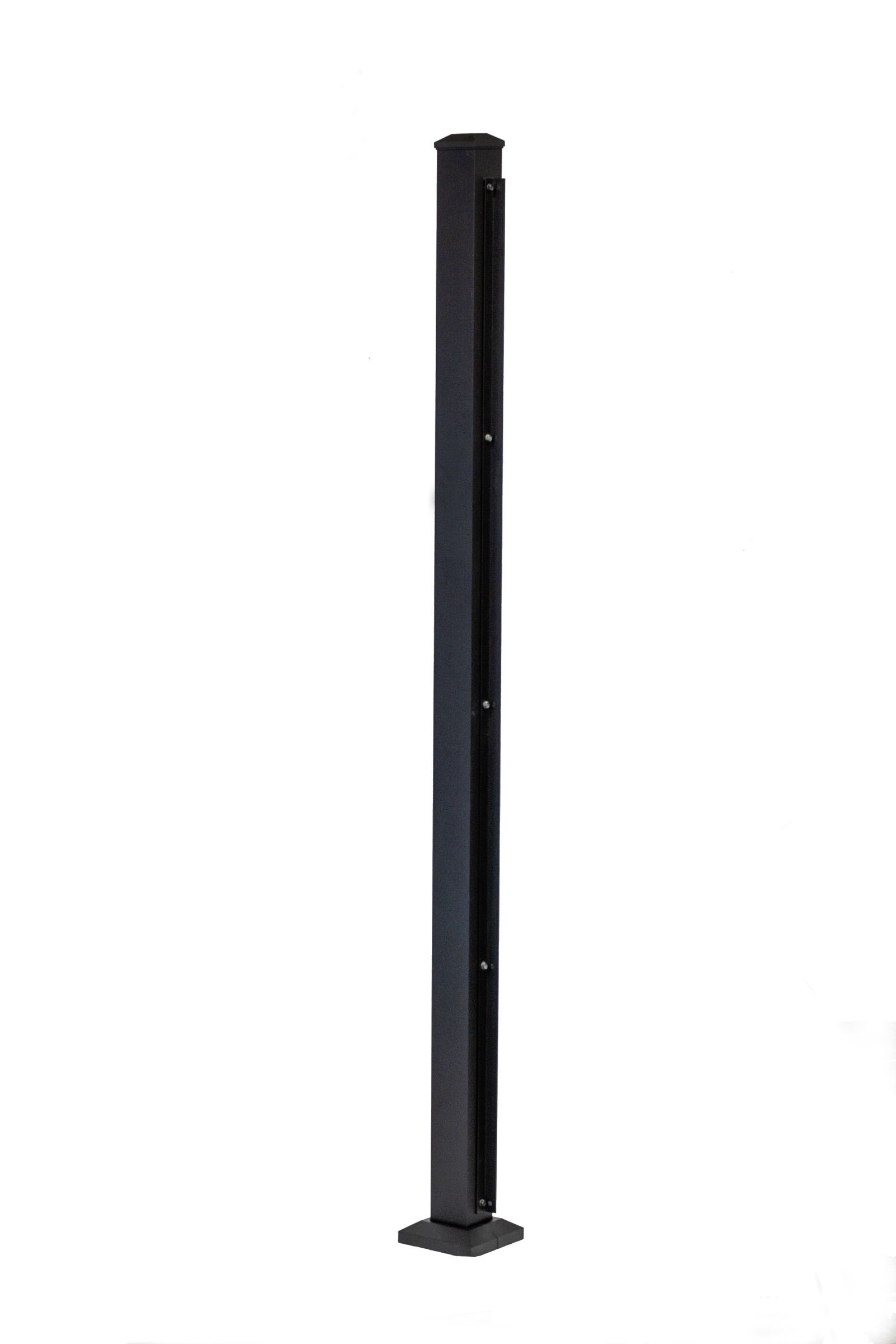 72-inch black 3 x 3 PrivacyPlus+ post with cap and base skirt