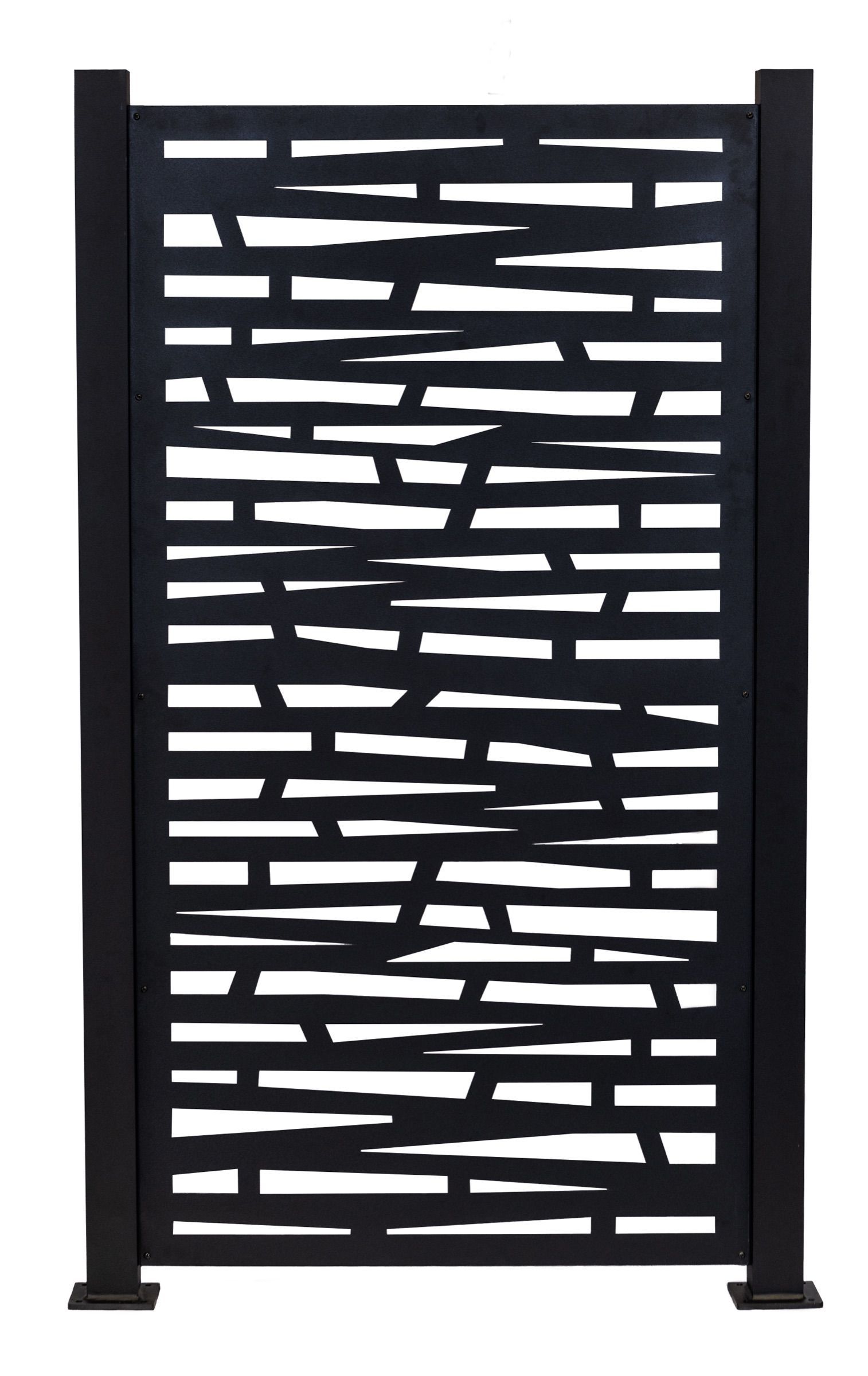 Nature pattern laser-cut black aluminum privacy panel