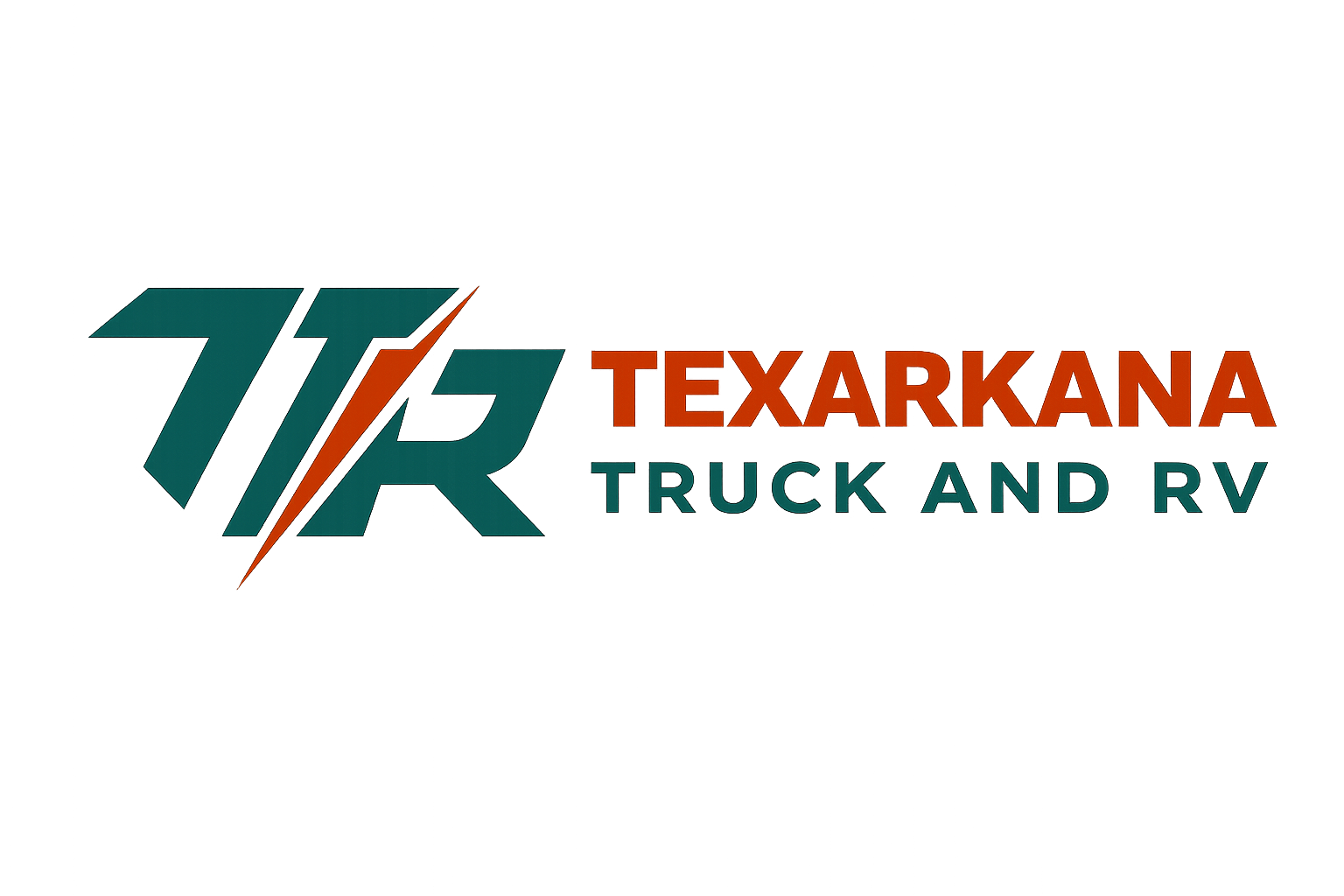 Texarkana Truck and RV logo in teal and orange on a white background
