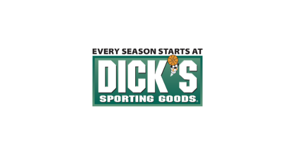 Dick's Sporting Goods logo with green text and slogan “Every Season Starts At”