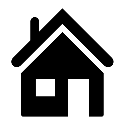 A black and white silhouette of a house with a chimney.