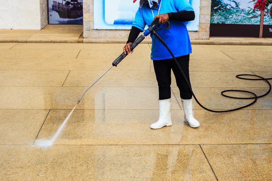 Floor Cleaning With Pressure Water — Derek's Dirty Deeds In Booral, QLD