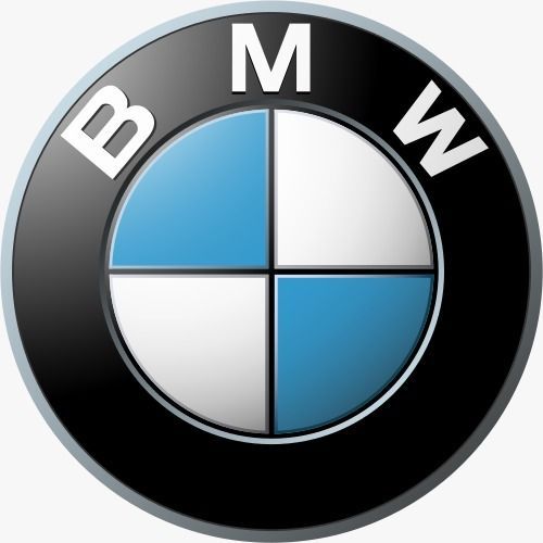 Logo BMW: un emblema circolare con le lettere "BMW" nella parte superiore e un disegno di quadranti blu e bianchi