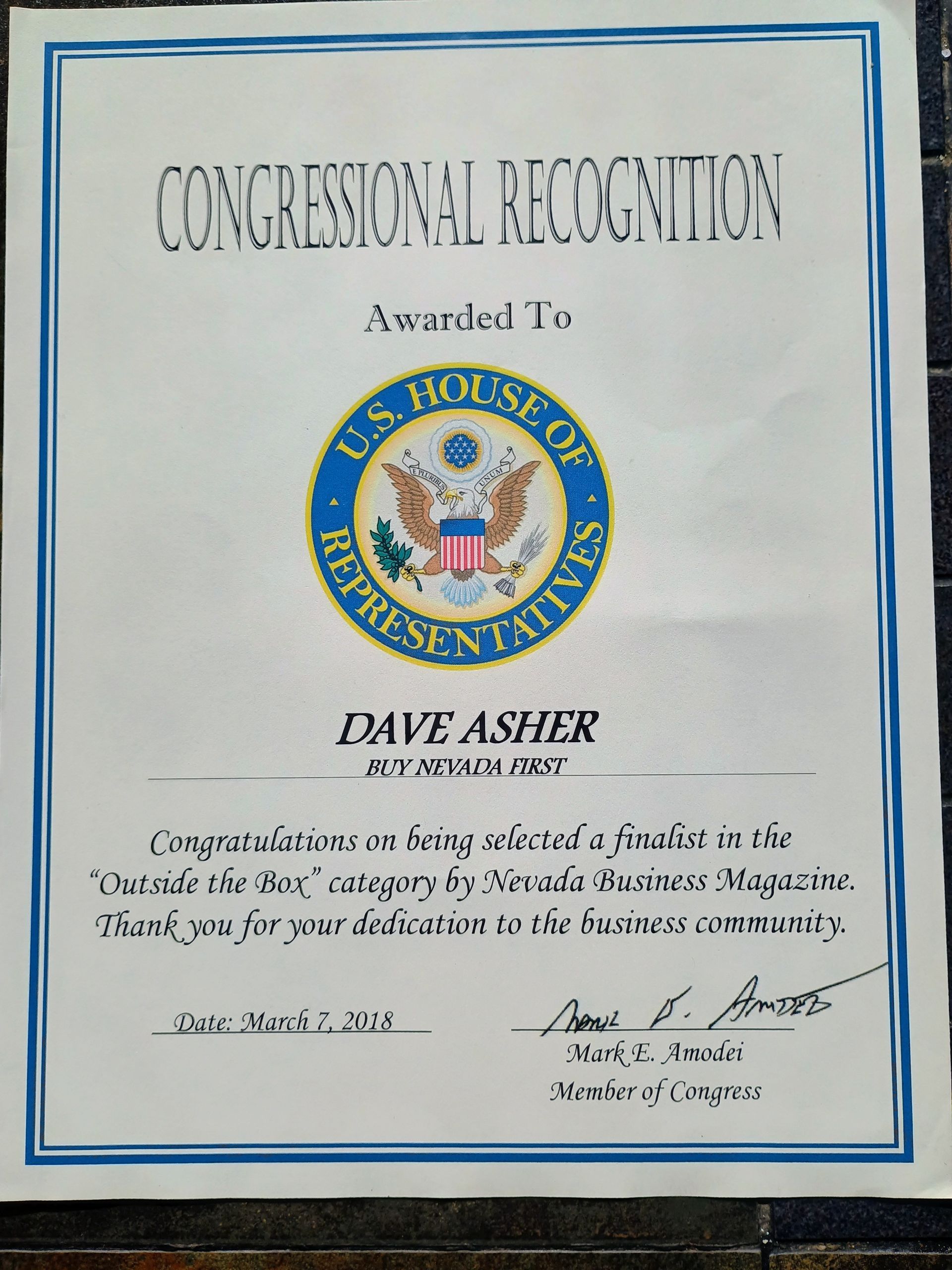 Congressional recognition