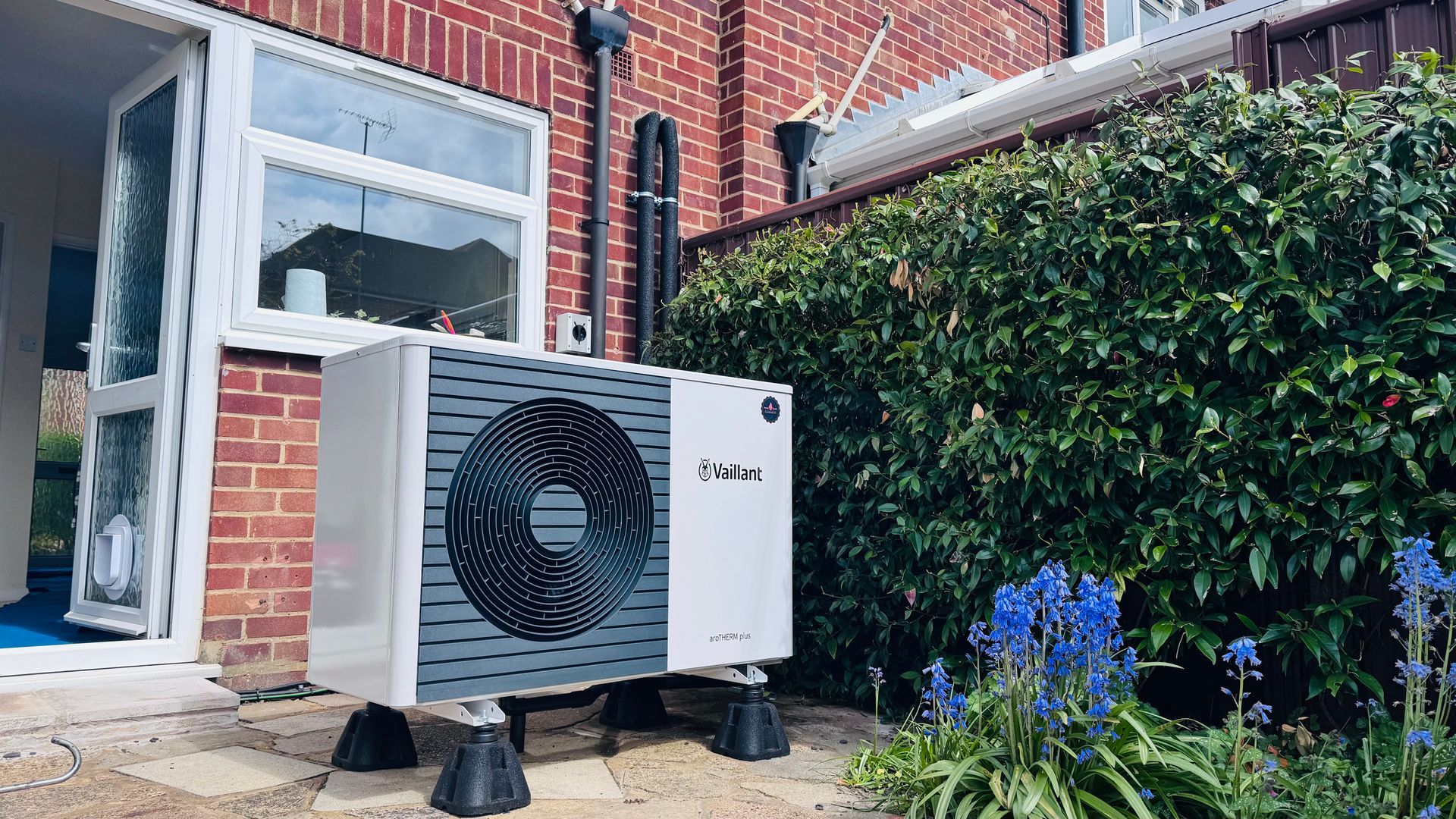 Vaillant aroTHERM plus air source heat pump installed at a home in Surrey by Lotus Energy