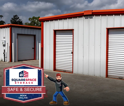 Drive-up storage units at Square Space Storage in Denham Springs, Louisiana