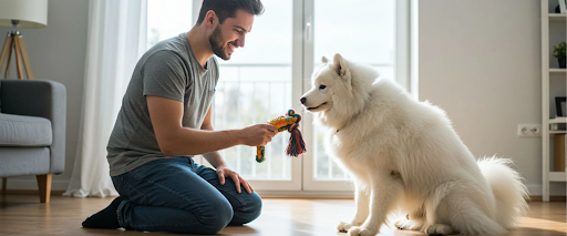 Remedy for dog licking paws using toy.
