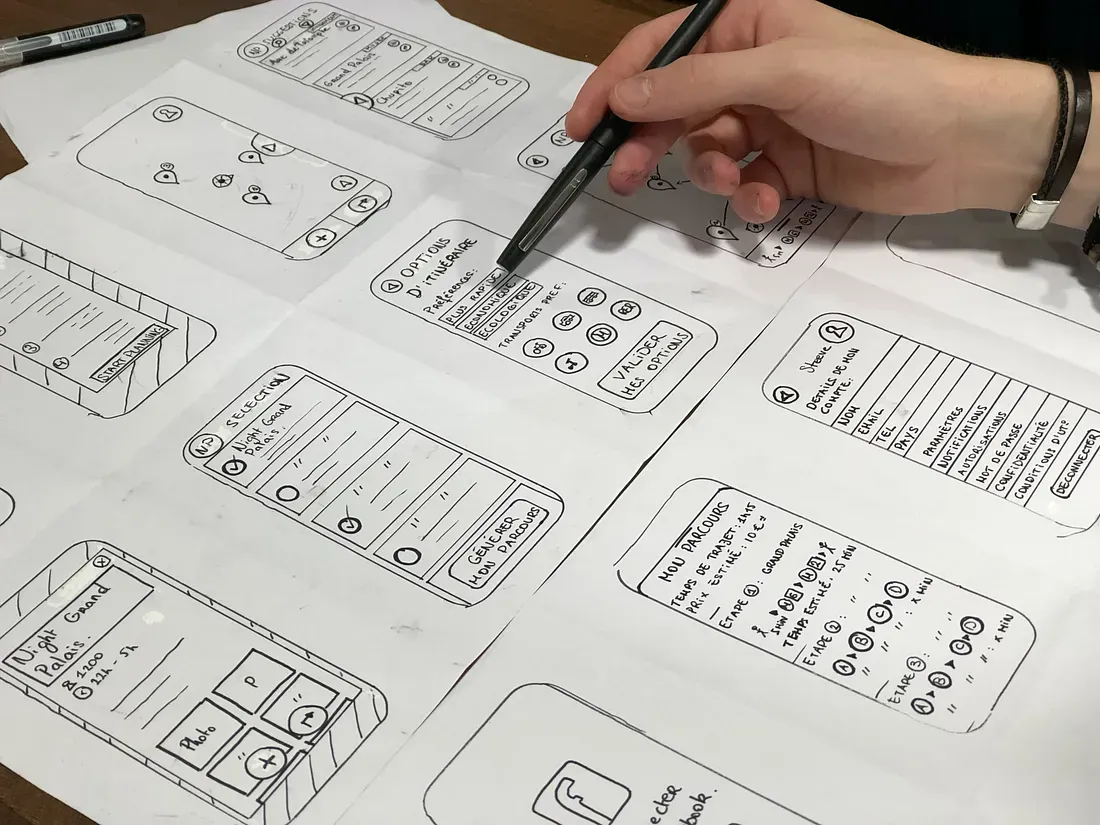 A person is drawing on a piece of paper with a pen A person is drawing on a piece of paper with a pen