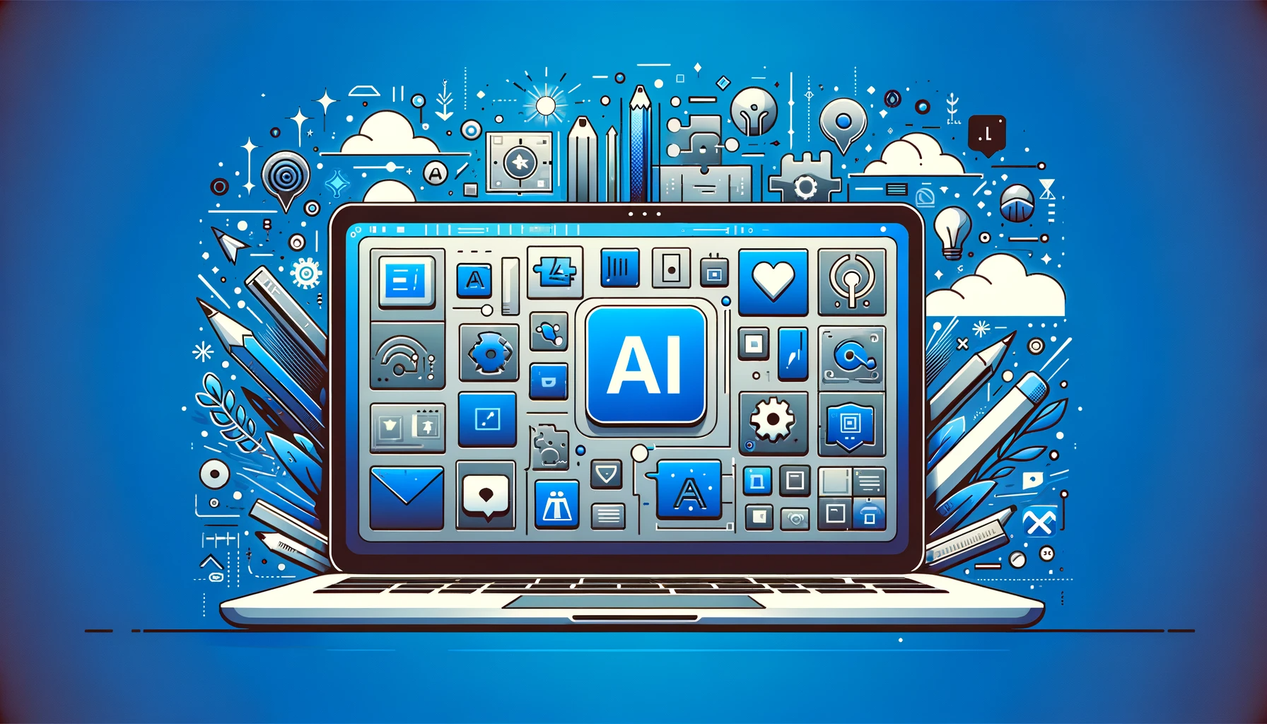 An illustration of a laptop computer with the word ai on the screen. An illustration of a laptop computer with the word ai on the screen.