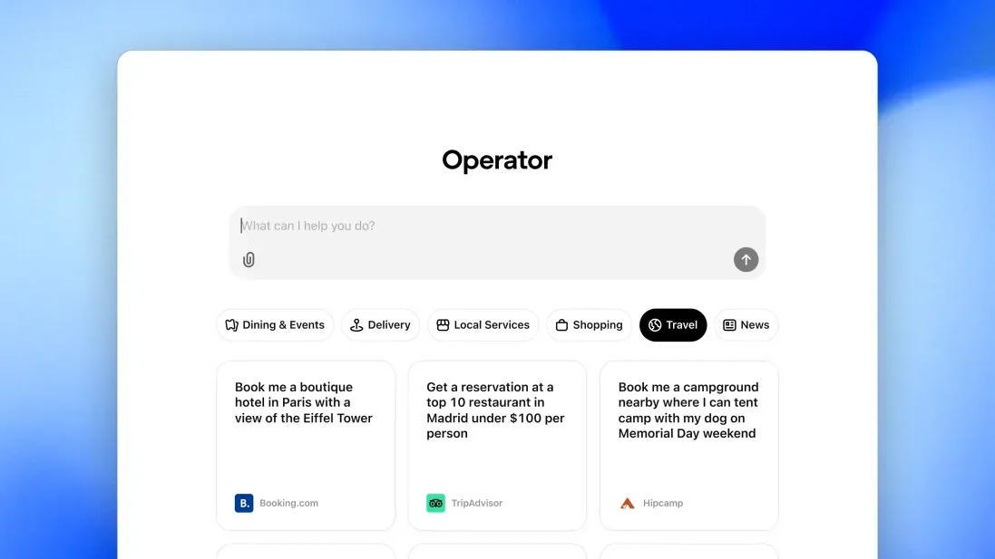 A screenshot of a website that says operator on it.