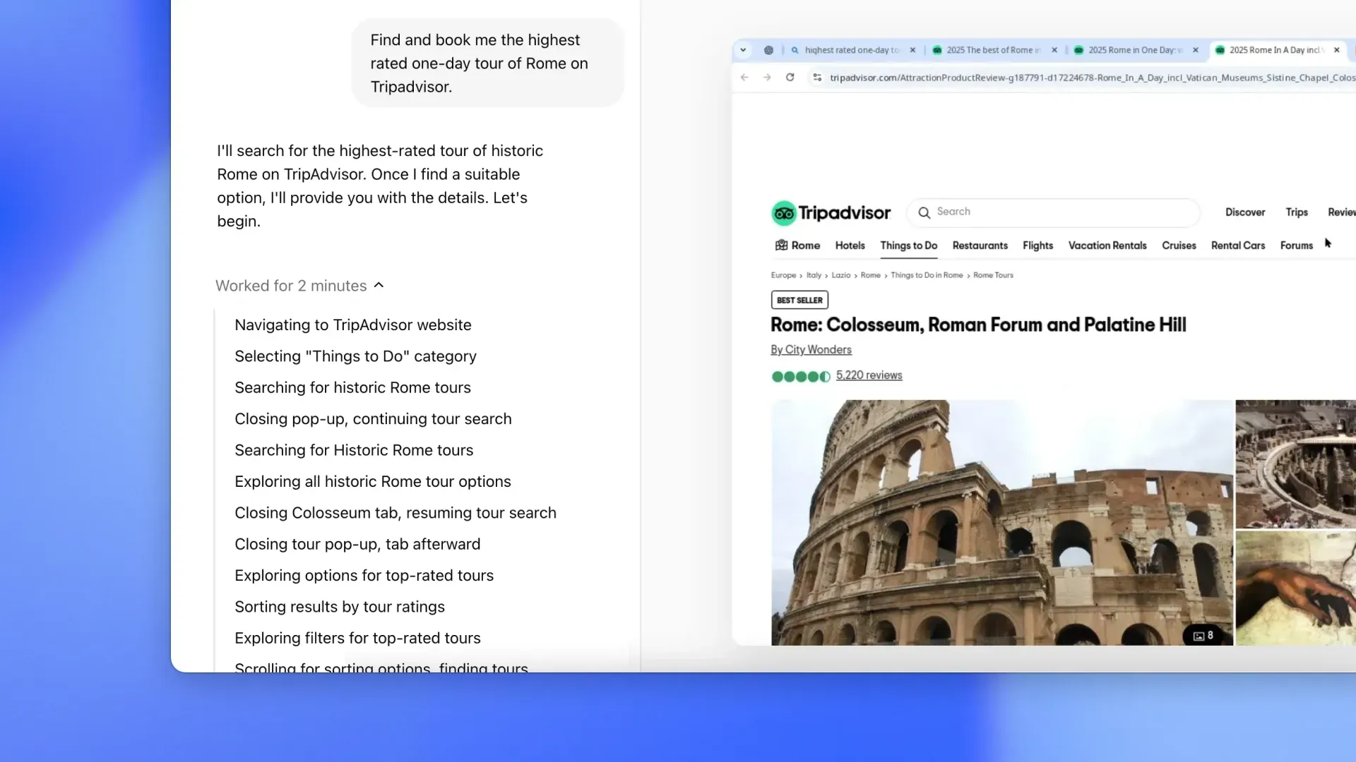 A screenshot of a website with a picture of the colosseum.
