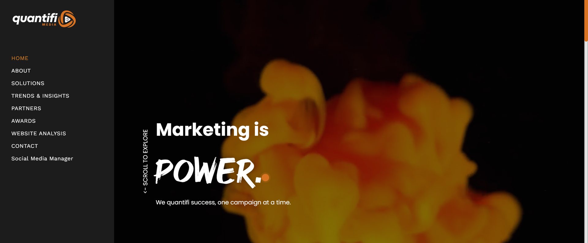 A screenshot of a website that says marketing is power