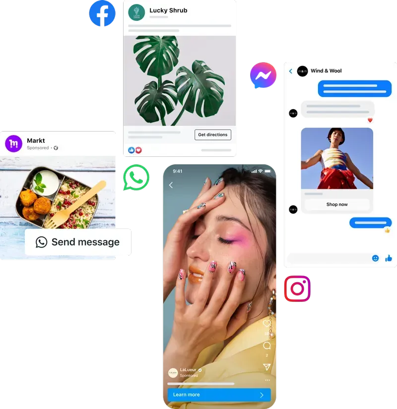 A collage of images including a woman 's face and a plant