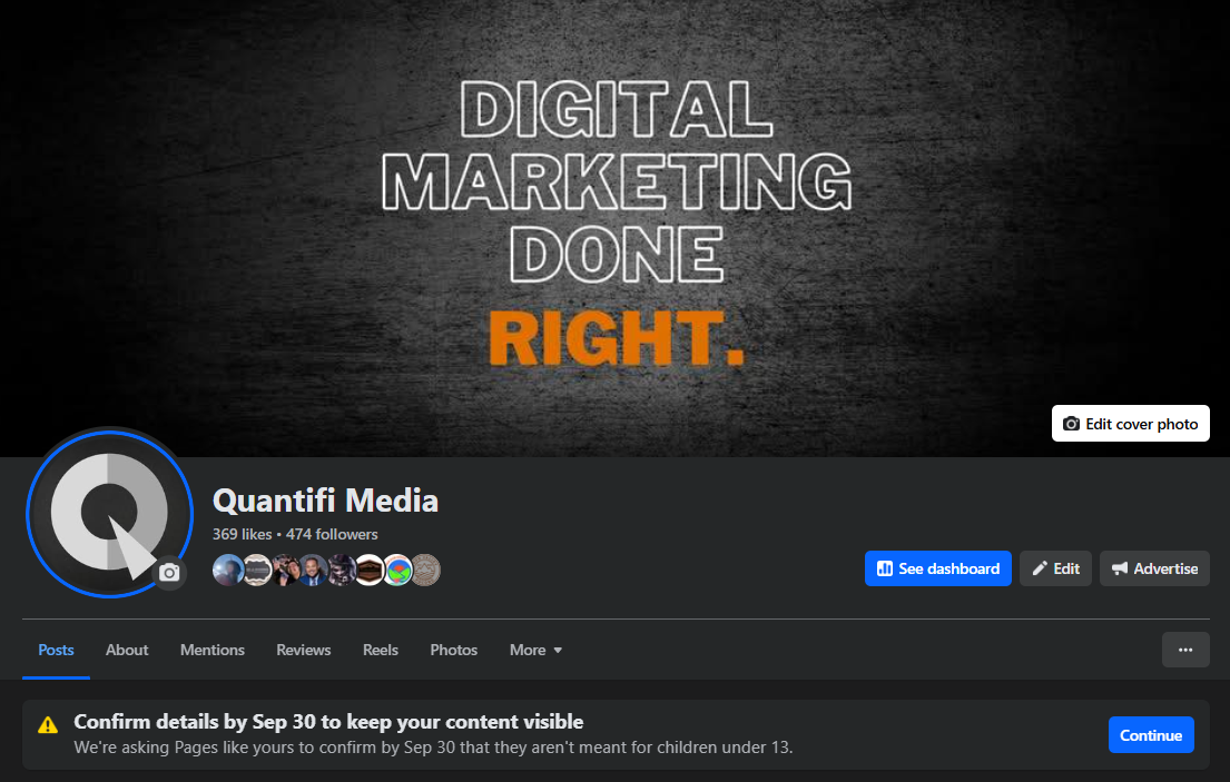 Facebook content confirmation notification on Quantifi Media's Facebook. Facebook content confirmation notification on Quantifi Media's Facebook.