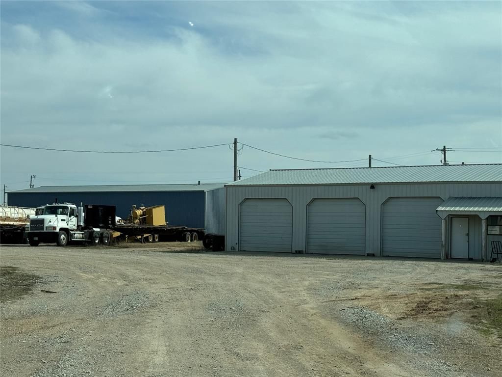 A white truck is parked in front of a building