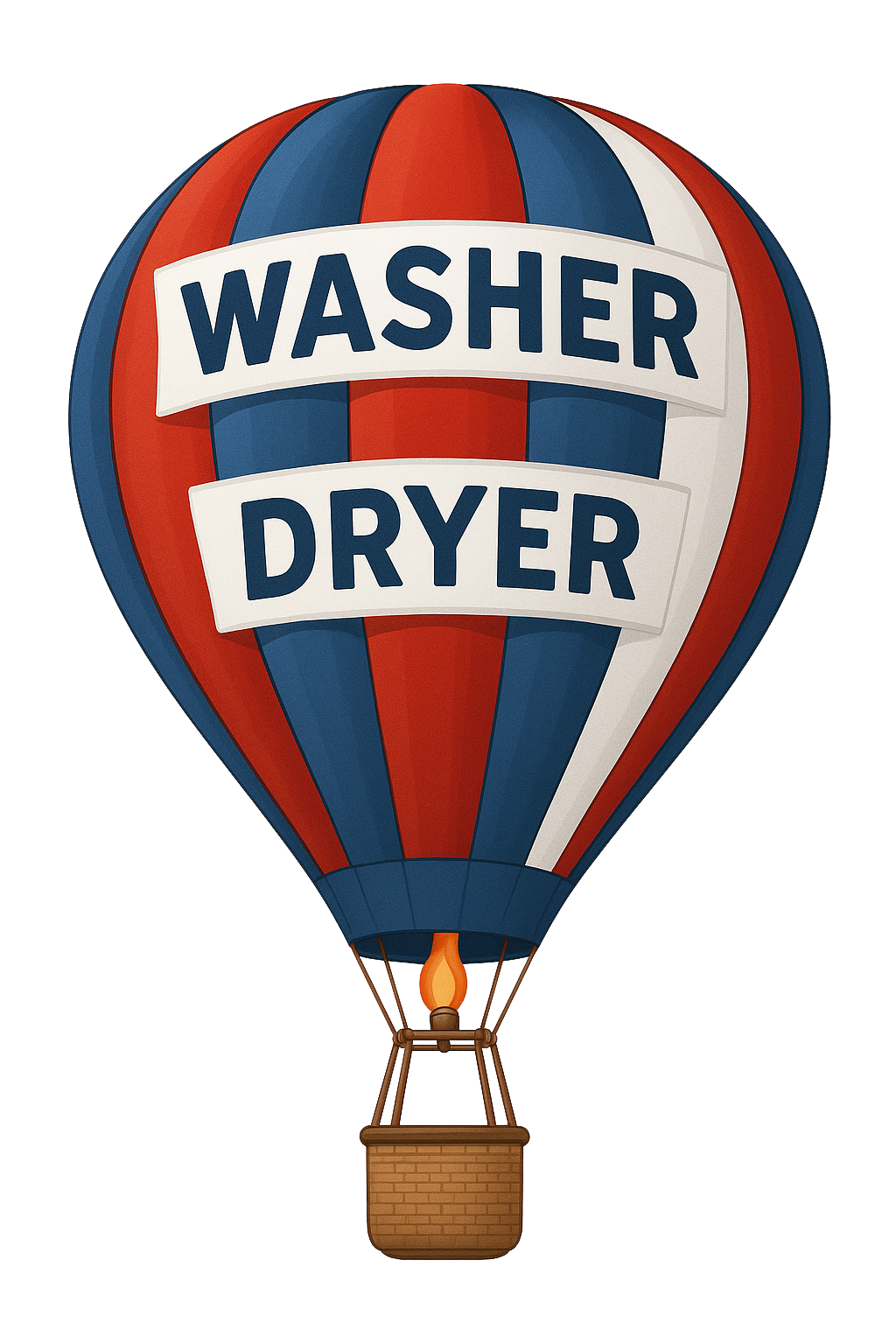 A hot air balloon that says washer dryer on it