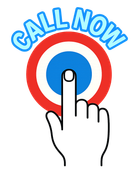 A hand is pointing at a button that says call now