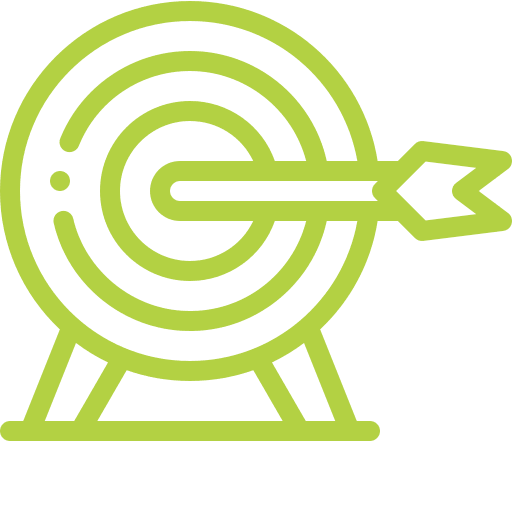 A green icon of a target with an arrow in the center.