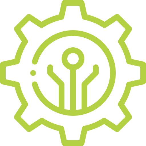 A green gear with a person in the middle of it.