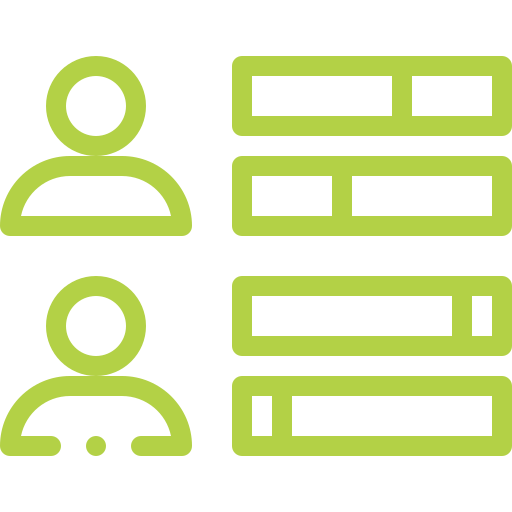 A green and white icon of a person and a group of people.